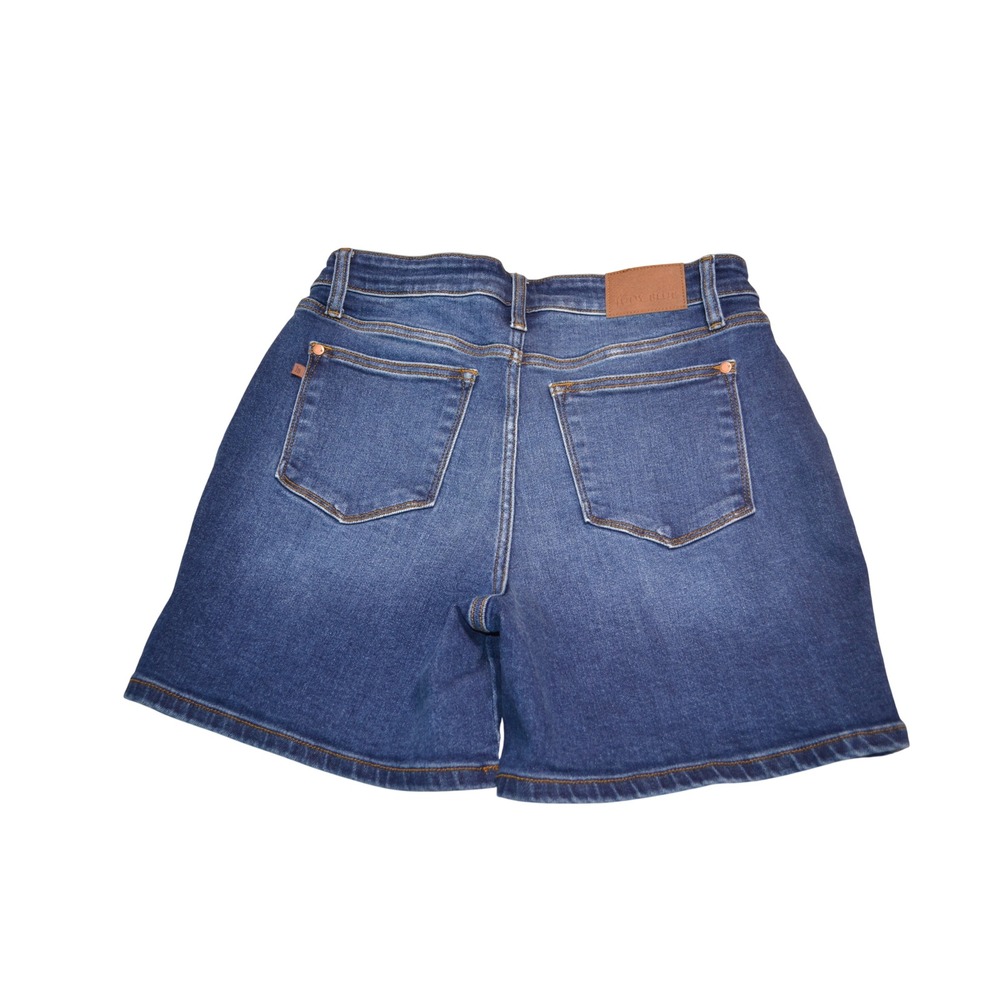 Judy Blue High Rise Mom Jorts Shorts Denim Travel Summer Dark Wash L Stretch - Picture 2 of 6